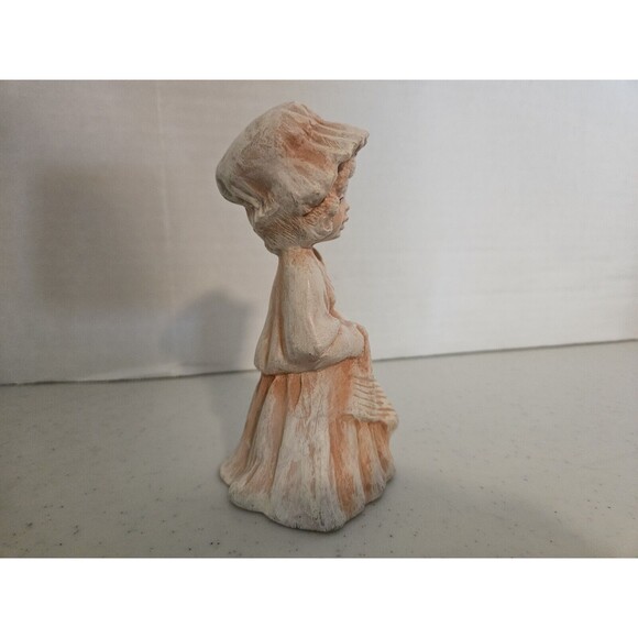 Vintage 70's Ceramic Girl Set Of 2 Dress Clothes Large Hats Umbrella Statues MCM - Picture 13 of 16